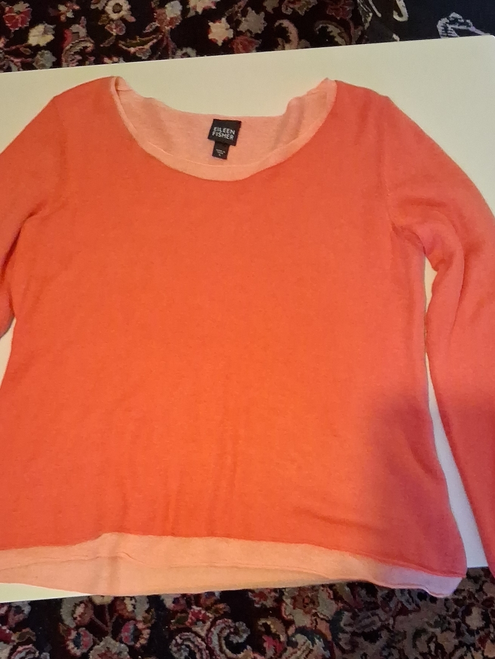 Eileen Fisher Salmon Crew Neck Sweater, Viscose & Wool, Small. EUC. - Picture 5 of 8